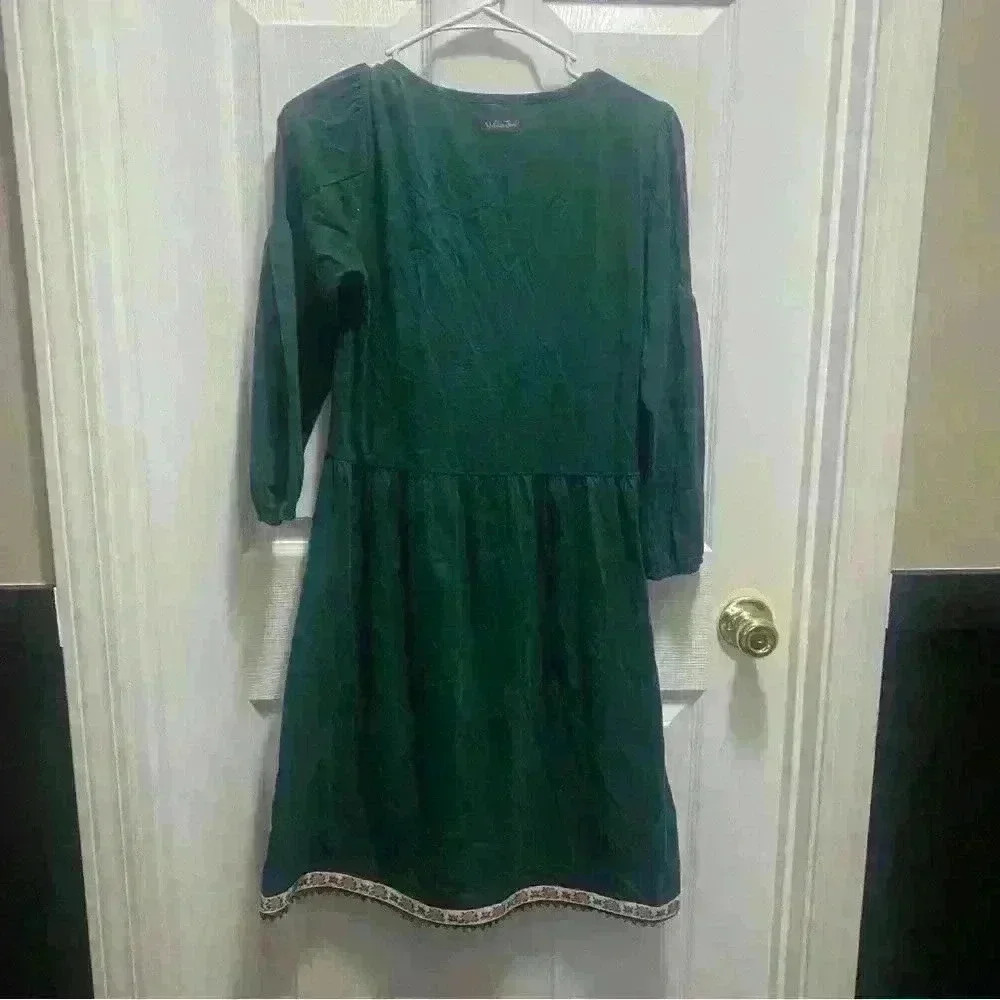 Matilda Jane Womens Dress Nadine Fancy Charlie Emerald Green Floral Trim  Size S - Picture 9 of 11